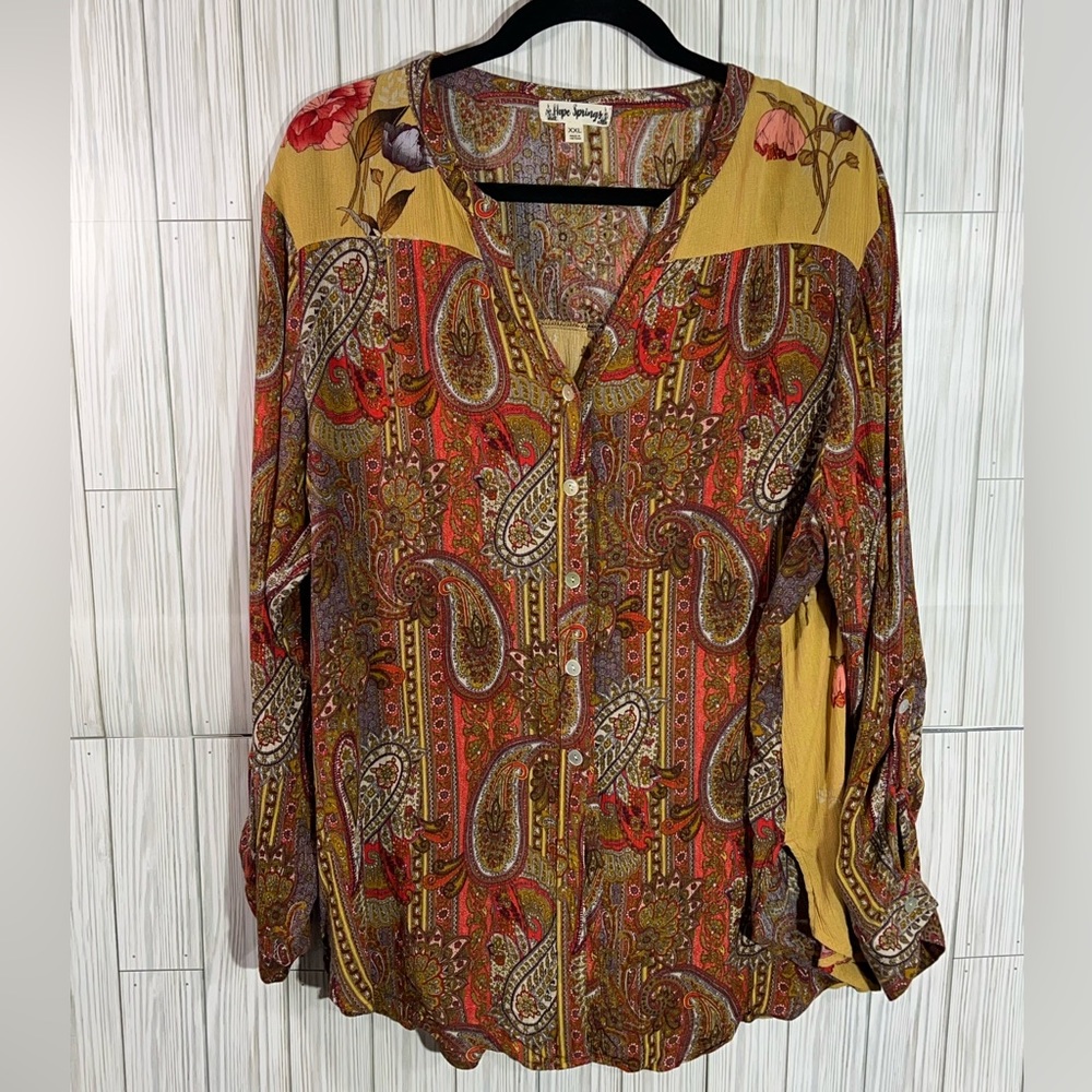 Hope Springs Floral Paisley Long Sleeve Top